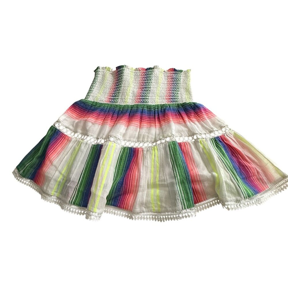 La Plage Womens Cotton Smocked Skirt S Multicolor